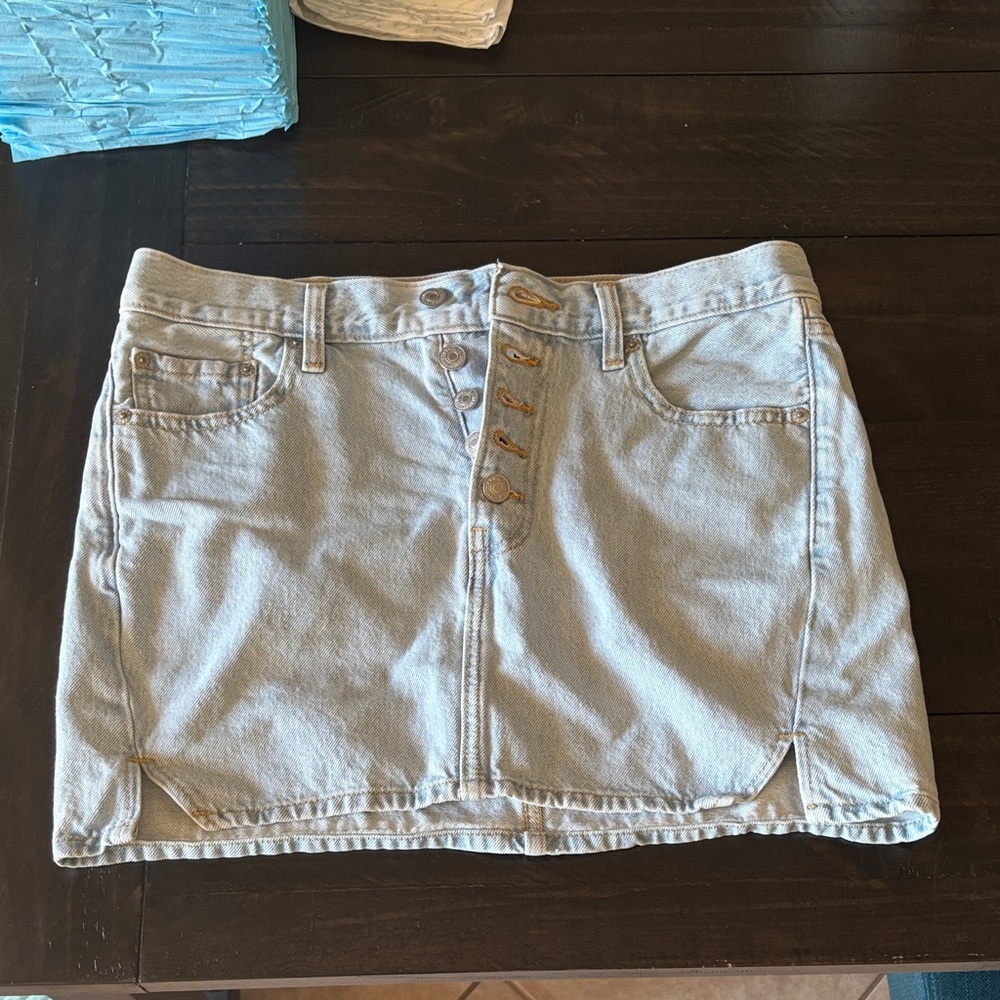 Stylish Denim Mini Skirt with Button Detail